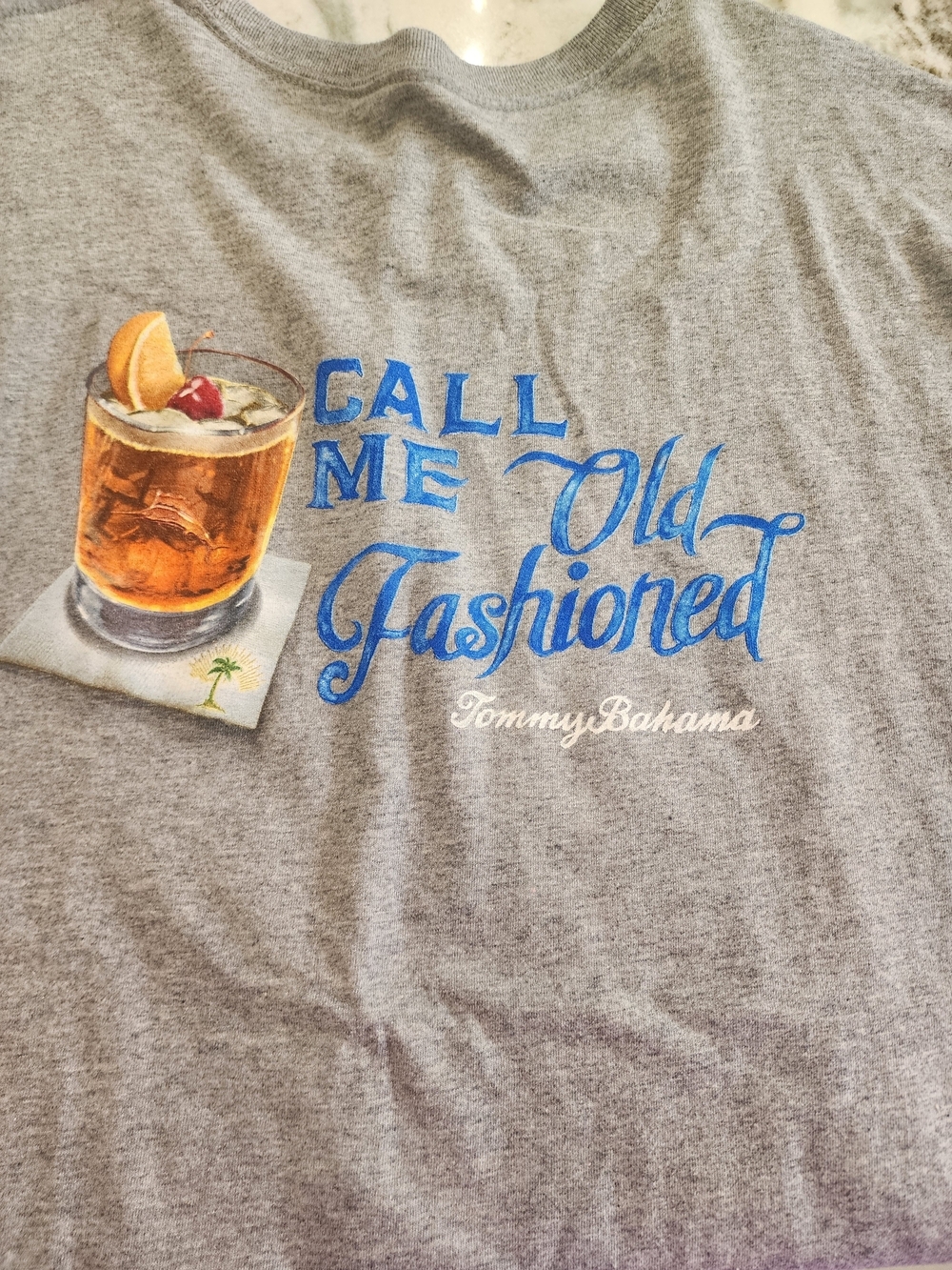 Tommy Bahama "Call Me Old Fashioned" Grey Graphic Tee